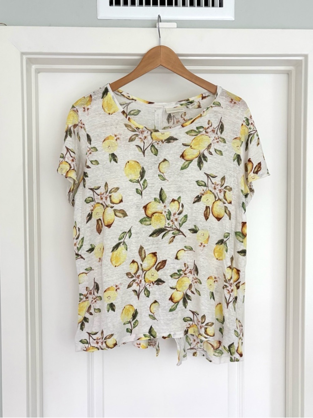 Cynthia Rowley 100% Linen Lemon Fruit Boxy Top 1X